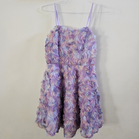 SHEIN Pastel Purple Floral Applique Mini Dress Size 4 - Picture 1 of 6